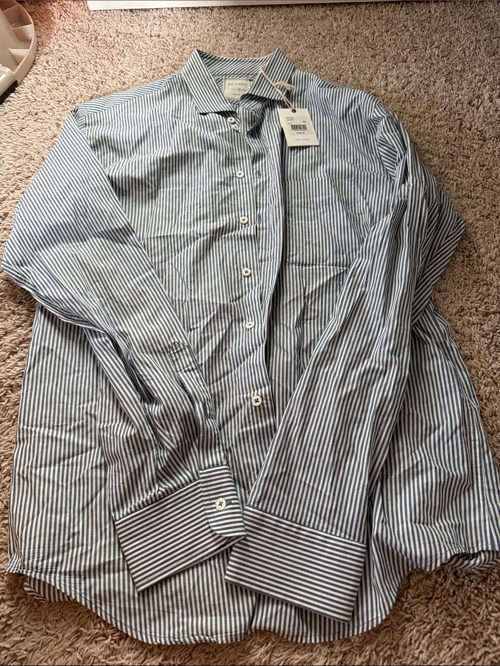 Billy Reid Blue and White Striped Dress Shirt
